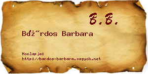 Bárdos Barbara névjegykártya